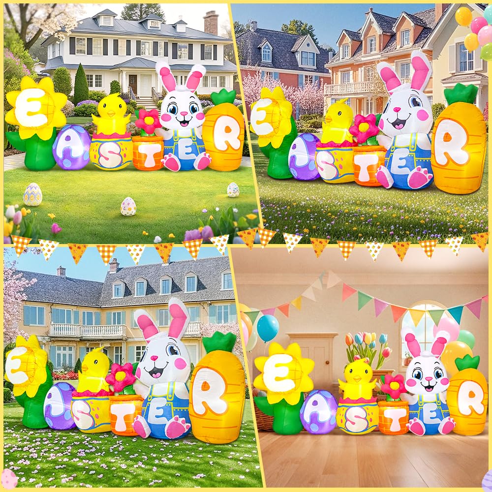 KOOY Quick inflate Easter Yard Decoration inflates in under a minute.