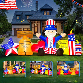 KOOY Fourth of July outdoor inflatable decor with LED lights for night visibility