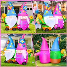 KOOY gnomes with LED lights glow for evening garden decor