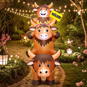 KOOY Highland Cow inflatable yard display adds festive charm to spring celebrations