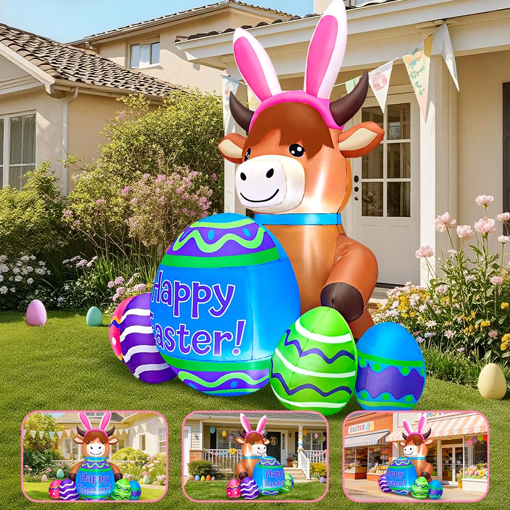 KOOY LED-lit Easter inflatable creating magical evening ambiance.