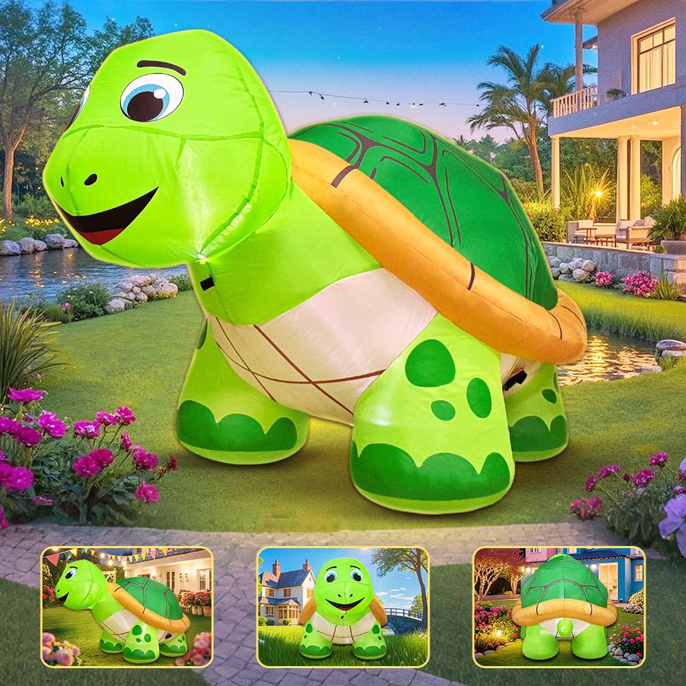 KOOY LED turtle inflatable lights up the lawn for festive garden glow
