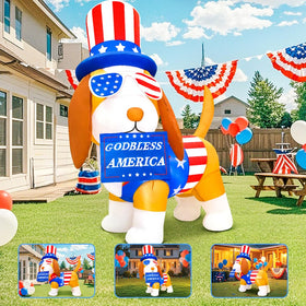 KOOY outdoor Independence Day inflatable dog side view for garden display.