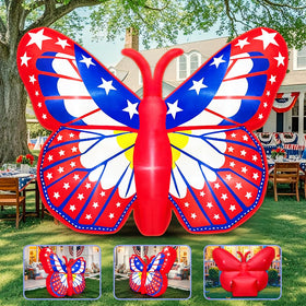 Kooy patriotic inflatable butterfly lit by built-in LEDs for night visibility.