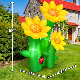 KOOY sunflowers inflatable featuring a built-in blower for quick setup.