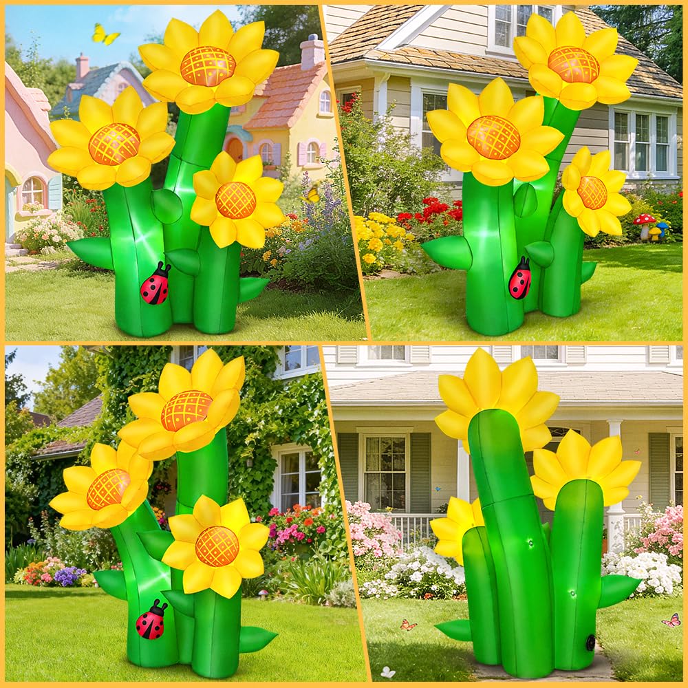 KOOY sunflowers inflatable with built-in LED lights for night-time ambiance.