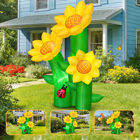 KOOY sunflowers inflatable made of waterproof polyester for durable outdoor use.