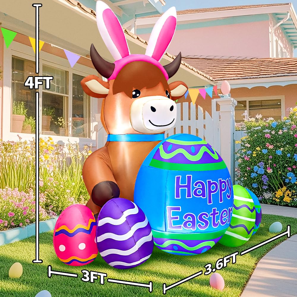 KOOY weather-resistant Easter yard inflatable withstands outdoor conditions.