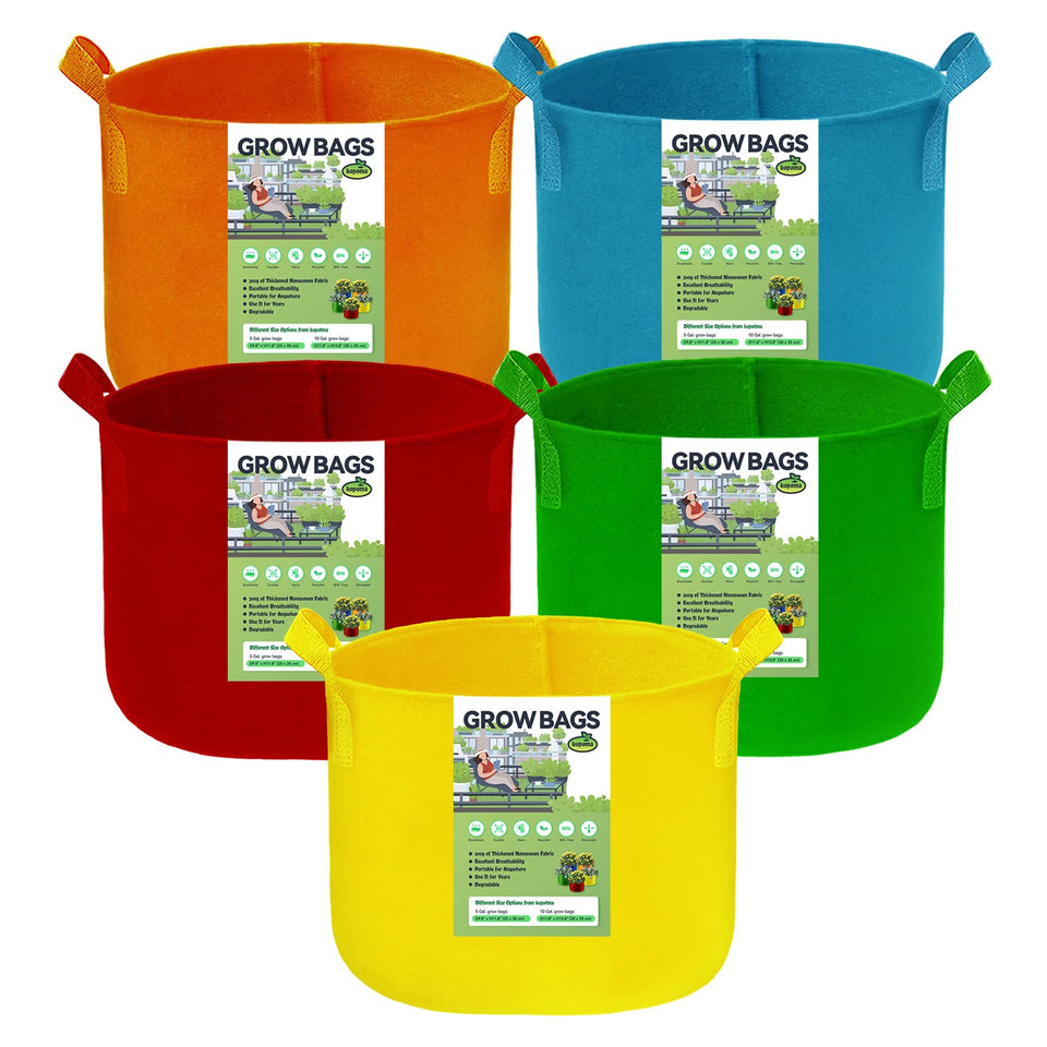 kopotma 7-gallon grow bags colorful set side view, easy portability for balconies