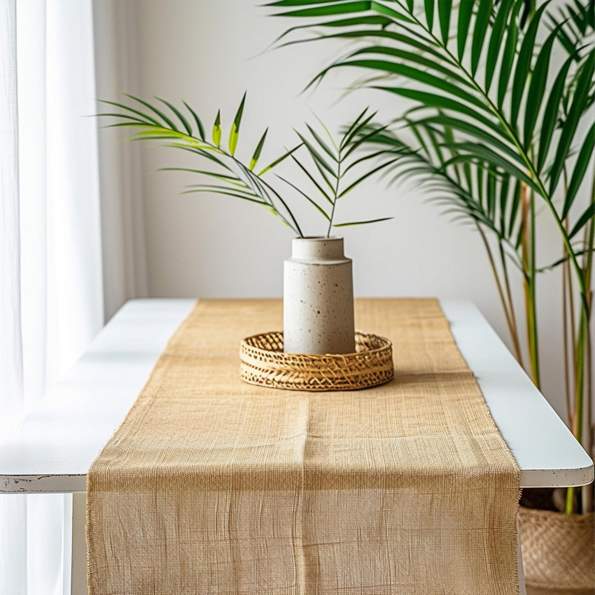 Koretech burlap roll used as garden shade to protect plants from sun.