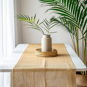 Koretech burlap roll used as garden shade to protect plants from sun.