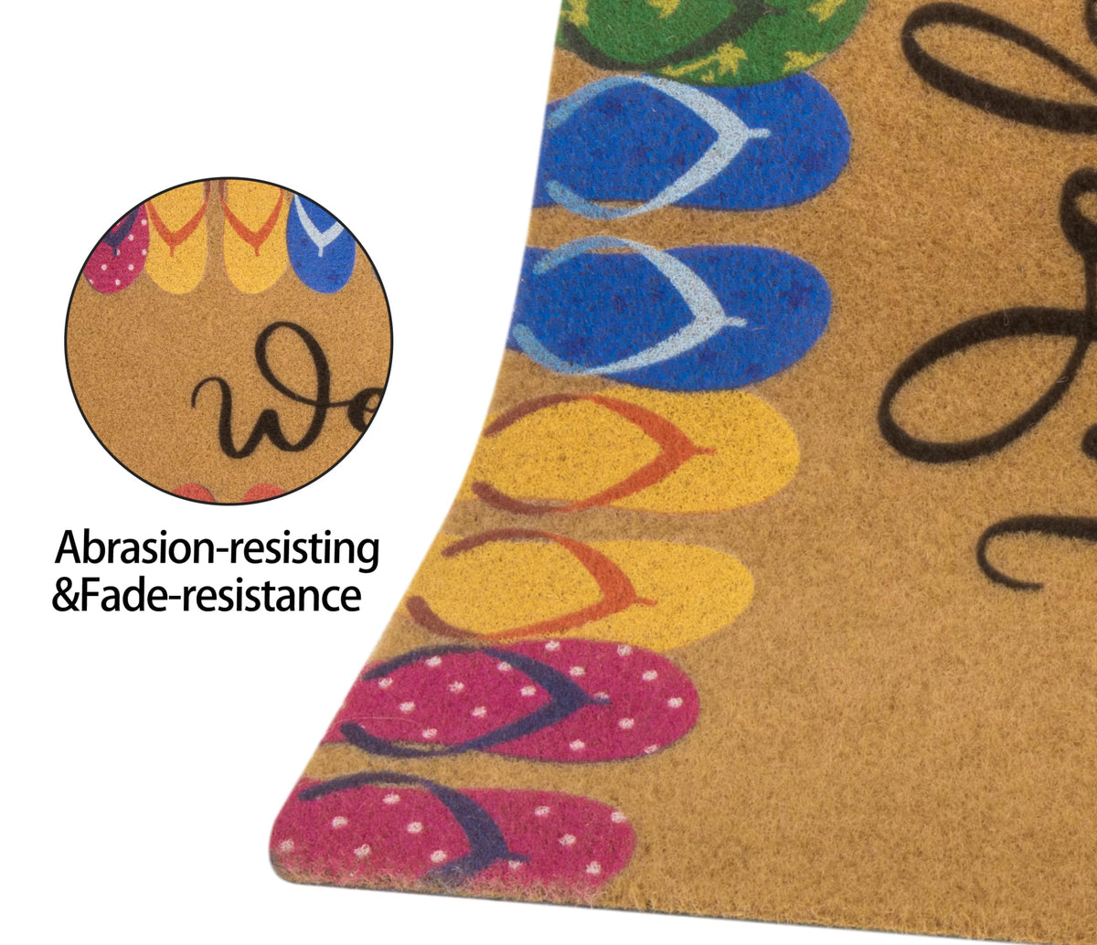 KorhLeoh decorative mat with flip-flops adds cheerful curb appeal