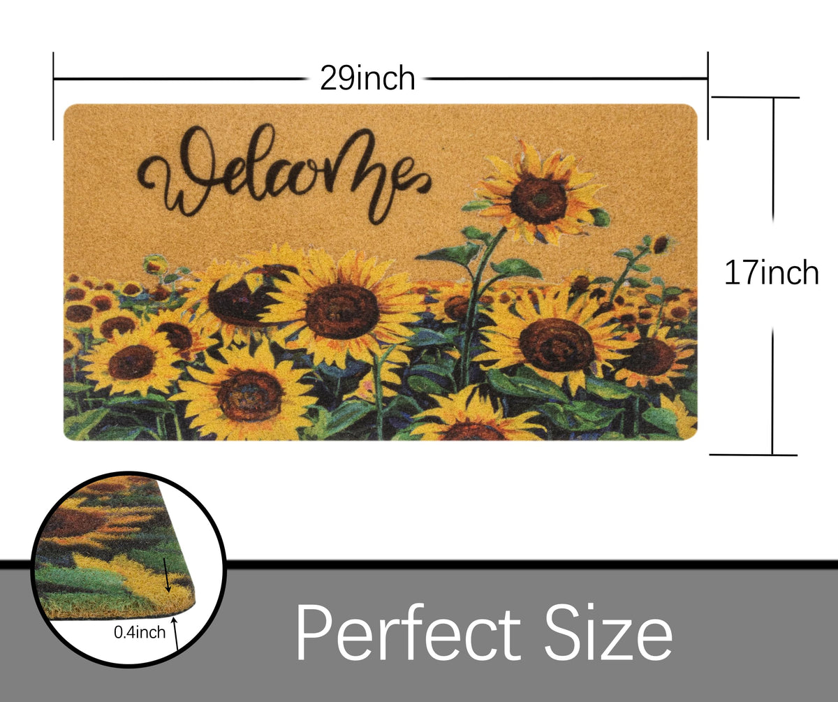 Korhleoh sunflower pattern design brightens entry while resisting wear.