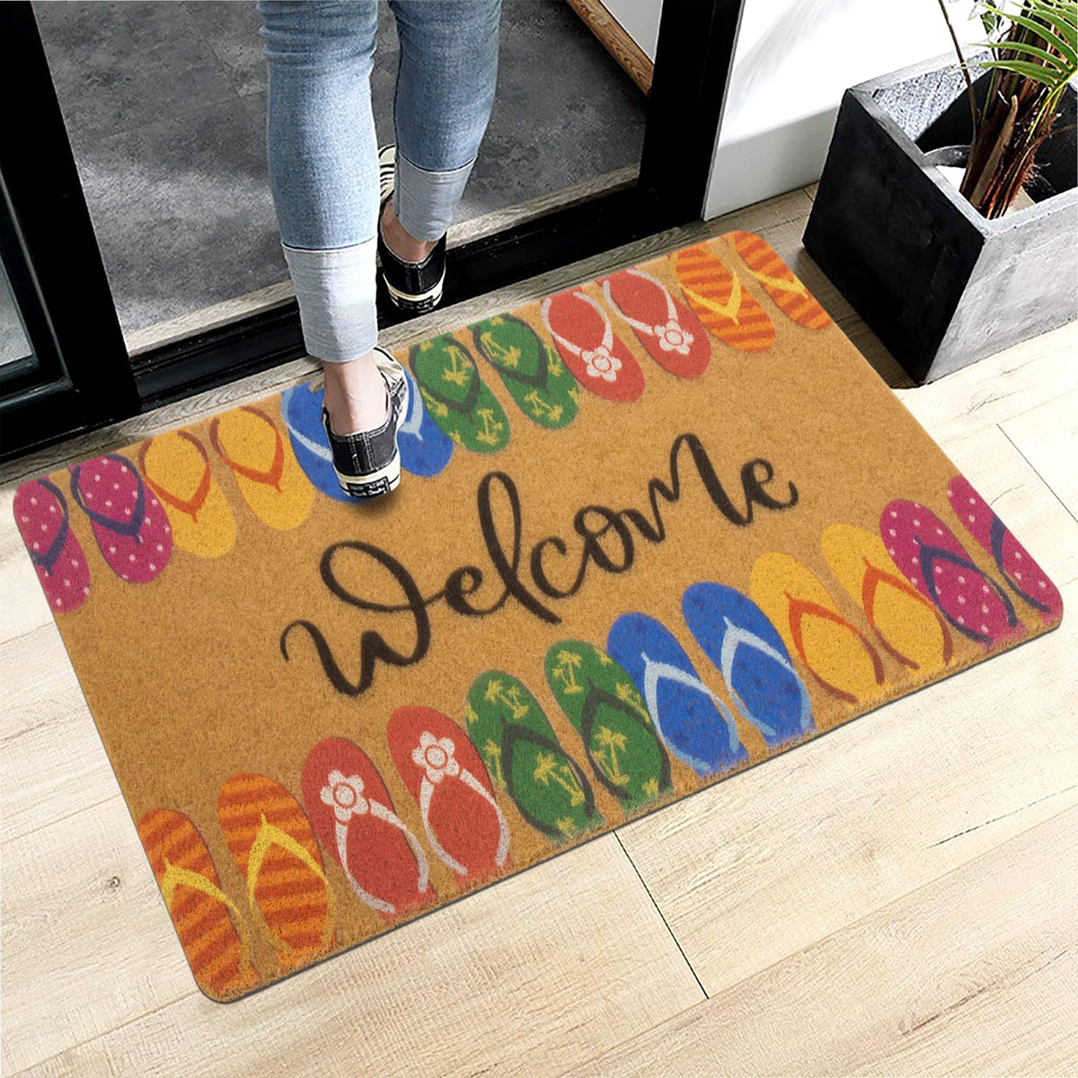 KorhLeoh welcome message and sunny style brighten any doorway