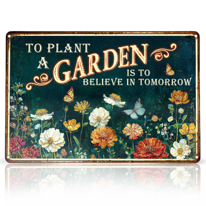 KORUBIA garden sign outdoor 12x8 adds cheerful charm to your patio decor.