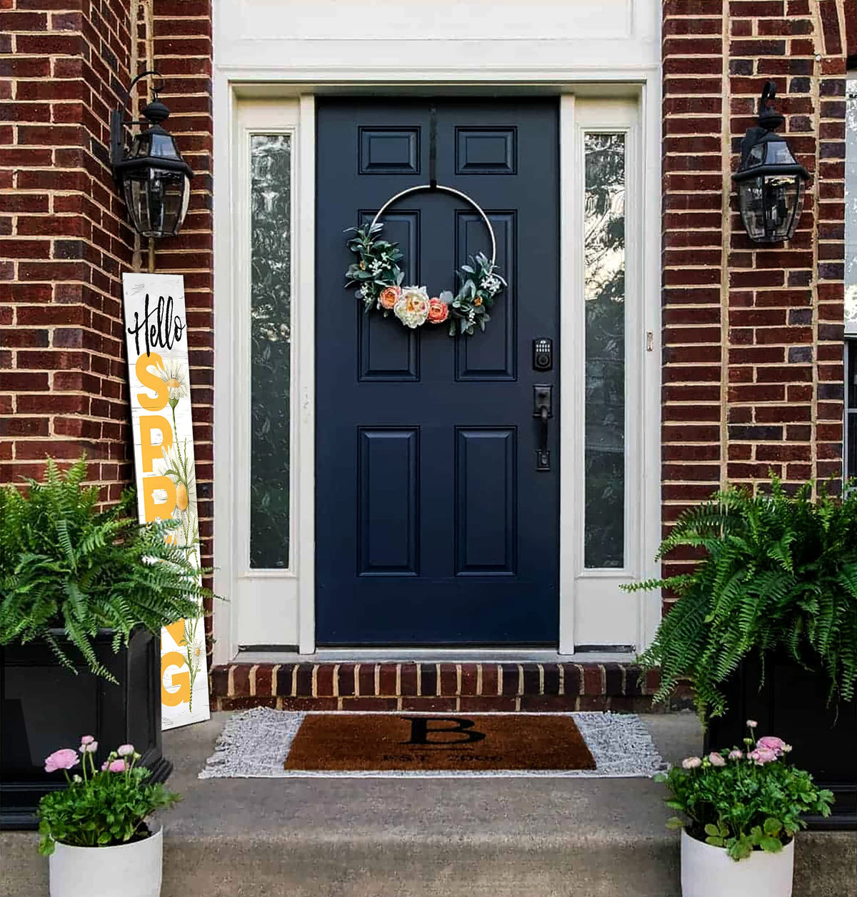 KORVITA Hello Spring indoor entryway setup ready for welcoming guests