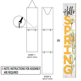 KORVITA Hello Spring three-panel sign demonstrates easy assembly for porch display