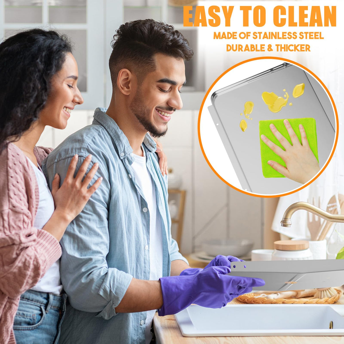 KOSGHO 430 stainless steel grease tray resists heat and corrosion.