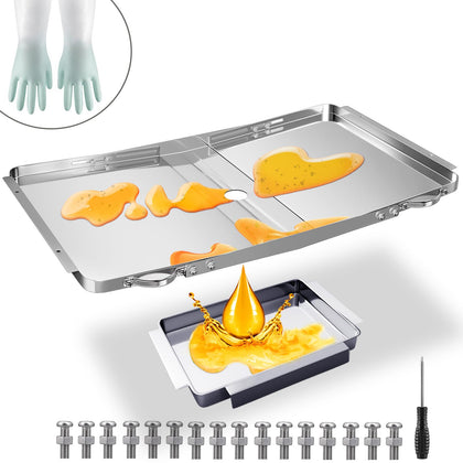 KOSGHO grease tray with catch pan, extendable 25-34 inches, versatile grill fit.