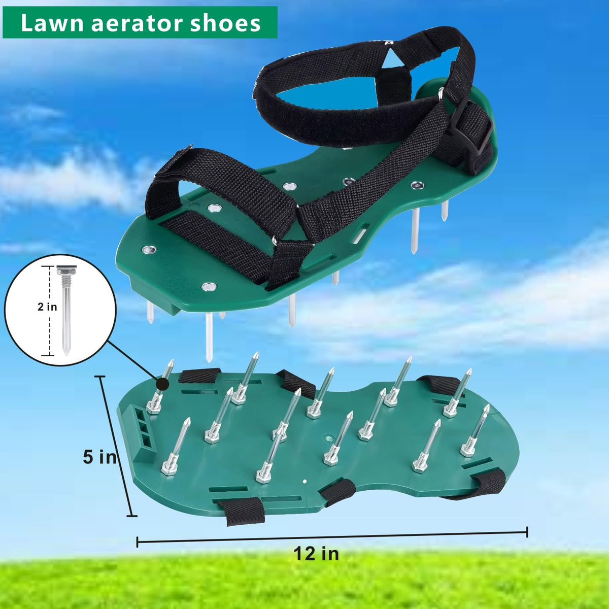 KOSIDA aerator shoes strap closeup showing durable nails.