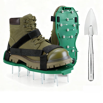 KOSIDA heavy strap aerator shoes with 26 nails for deep soil aeration.