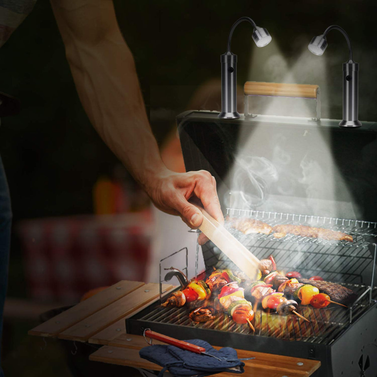 KOSIN BBQ light with 360-degree gooseneck provides flexible mounting angles.