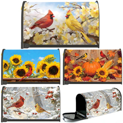 Kosydown Basic spring mailbox cover enhances curb appeal with bright cardinal flair.