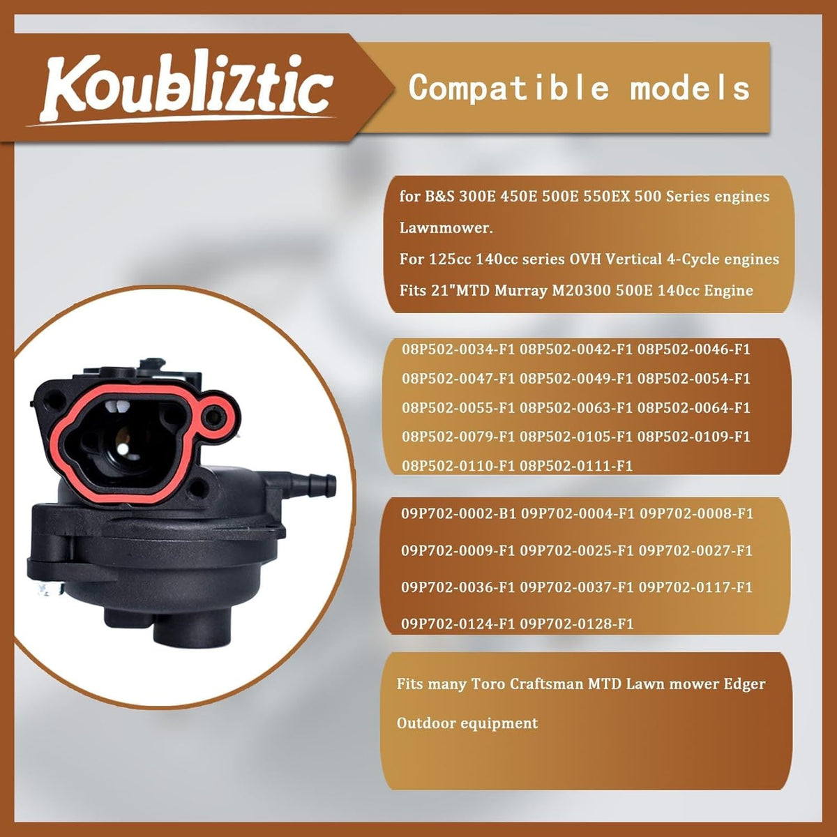 Koubliztic TB100 complete components pack for mower carb upgrade