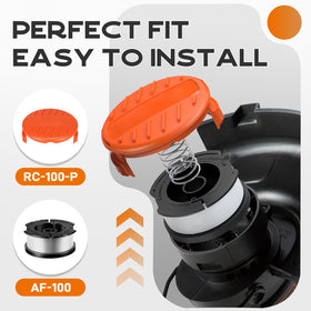Kousika AF-100 cap cover included for secure spool use.