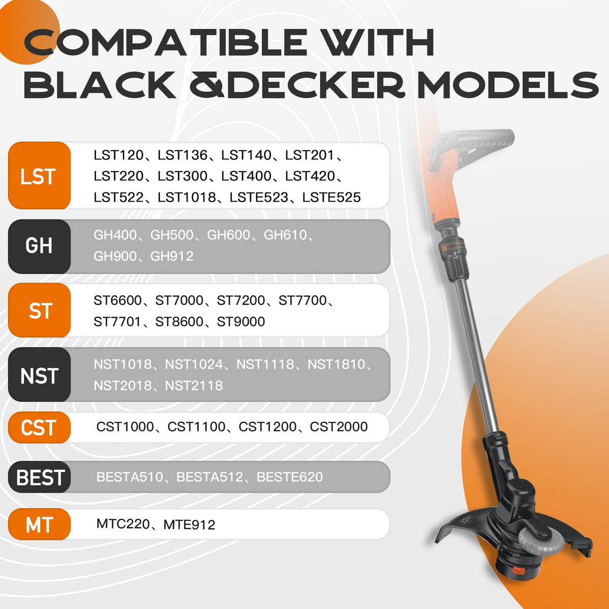 Kousika AF-100 compatibility shows broad Black & Decker model support.