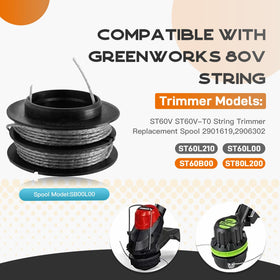 Kousika spool compatible with Greenworks ST80L00 and related trimmers