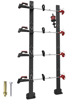 Koutemie 4-Place Weedeater Rack on open trailer for secure tool storage during transit.