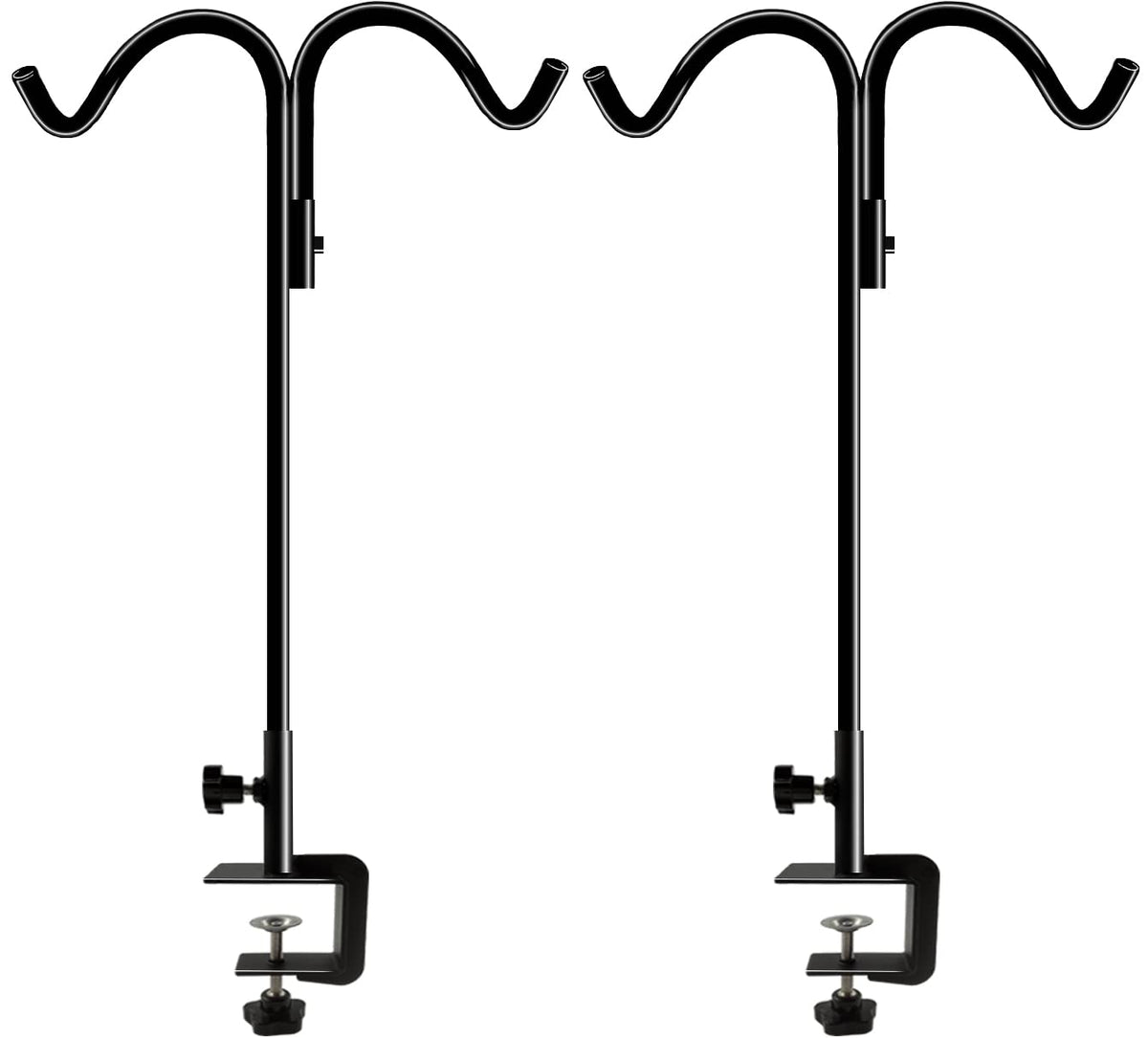 Koutemie 40-inch tall double-deck hook on railing for stable two-arm hanging.