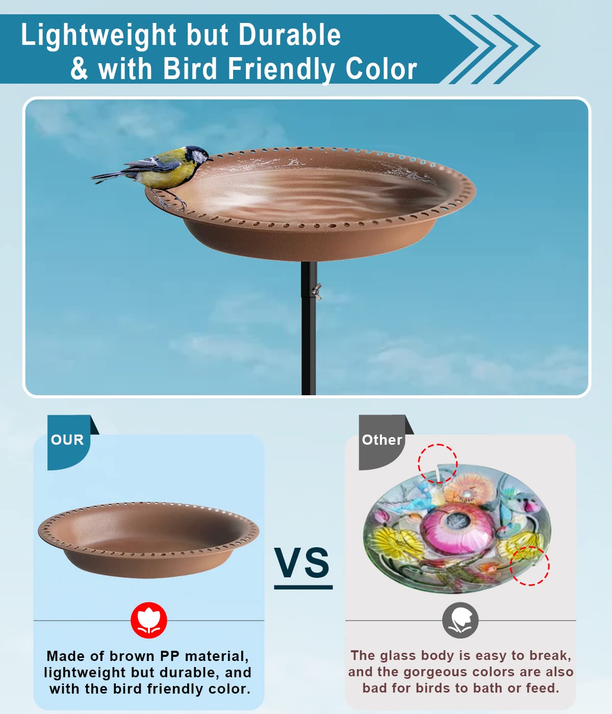 Koutemie oval plate measures 17.4 by 13.4 inches for generous bird access