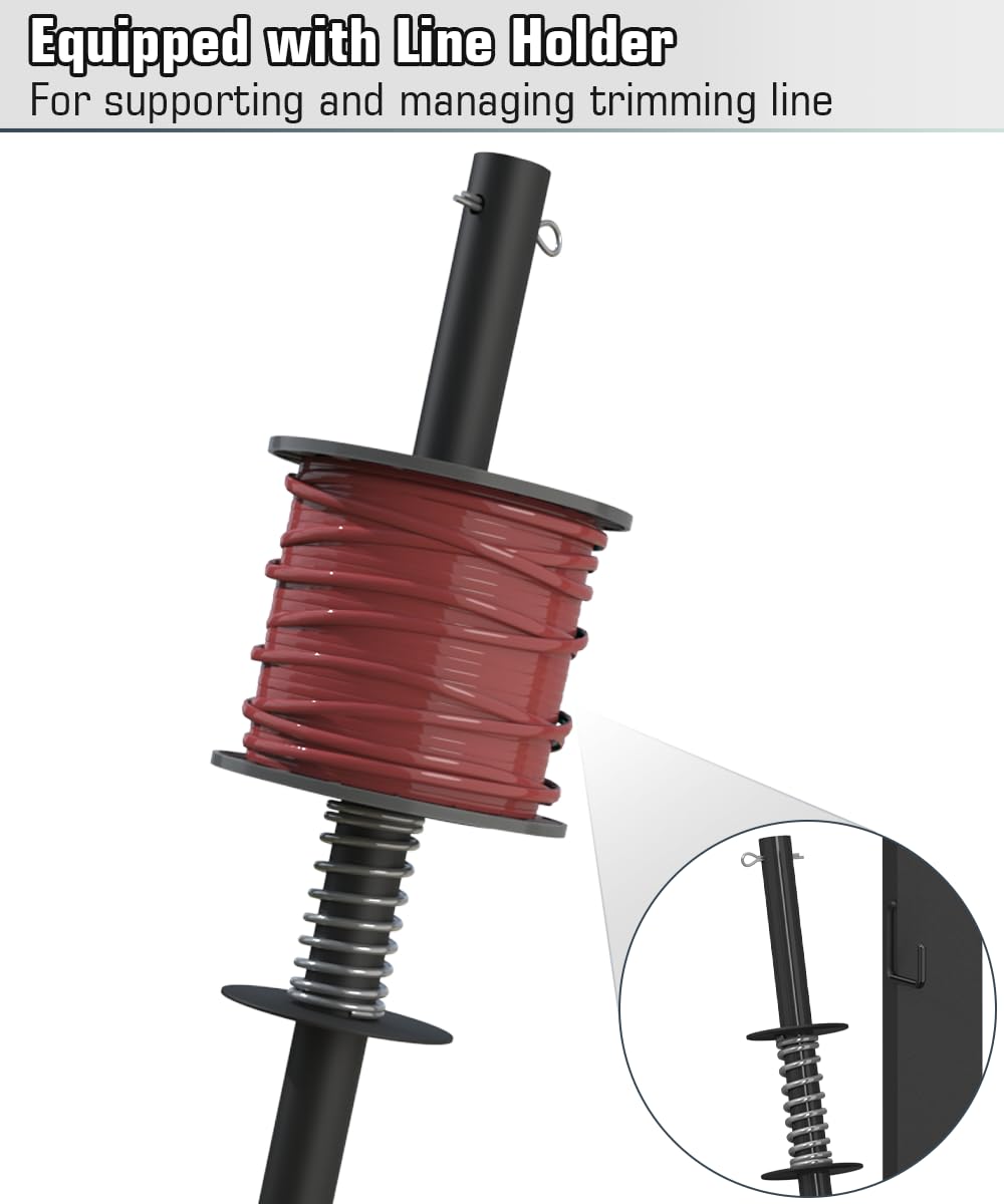 Koutemie built-in line holder maintains organized trimmer lines for quick access.