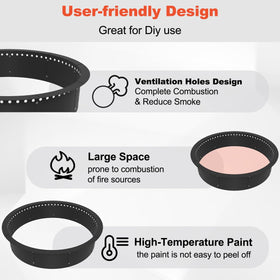 Koutemie inner diameter 39-inch ring supports generous wood burning.
