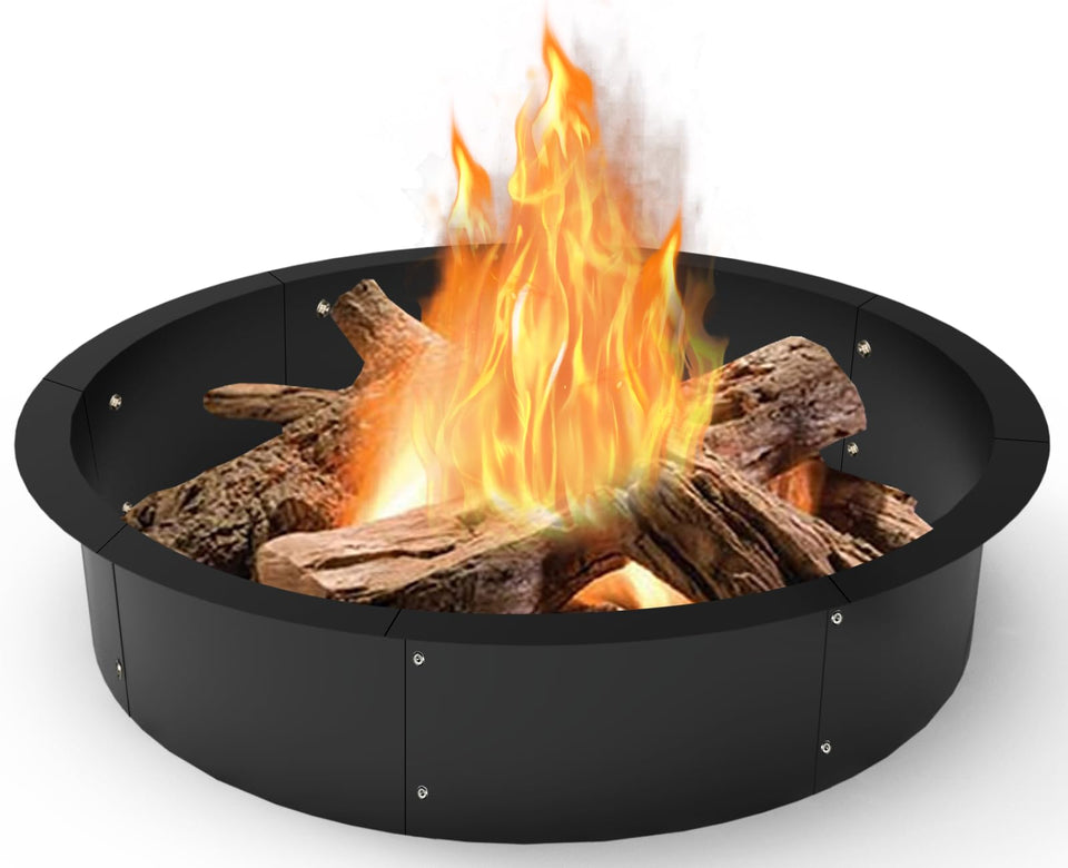 Koutemie fire pit ring outer diameter 40-inch for spacious warmth.