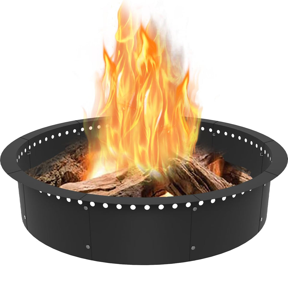 Koutemie fire pit ring outer diameter 43-inch for durable outdoor warmth.