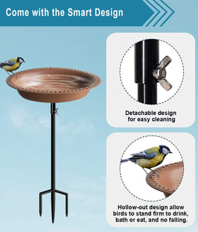 Koutemie free-standing outdoor bird bath enhances garden ambience