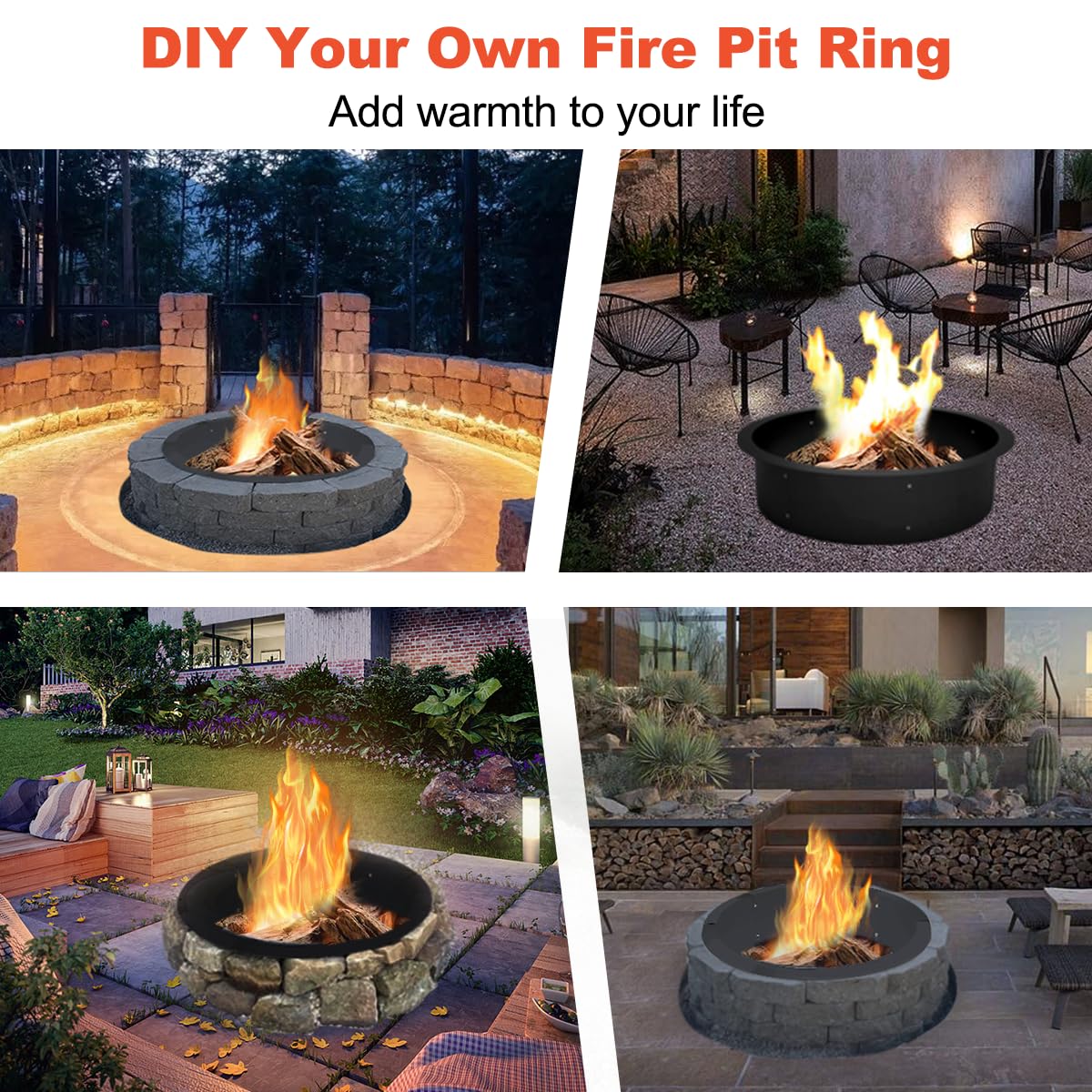 Koutemie outdoor fire ring creates cozy ambience for gatherings.