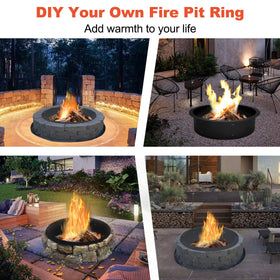 Koutemie outdoor fire ring creates cozy ambience for gatherings.