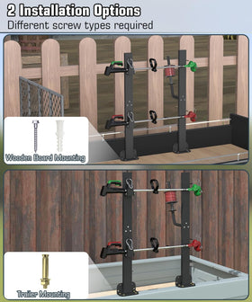 Koutemie versatile rack fits trimmers, edgers, and long-handled tools for efficient yard setup.