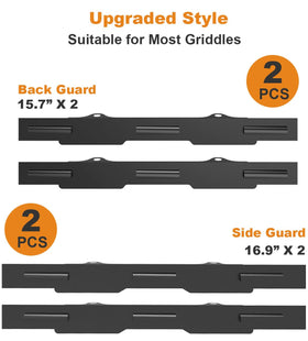 Koutemie wind guard maintains even heat during grilling on the griddle