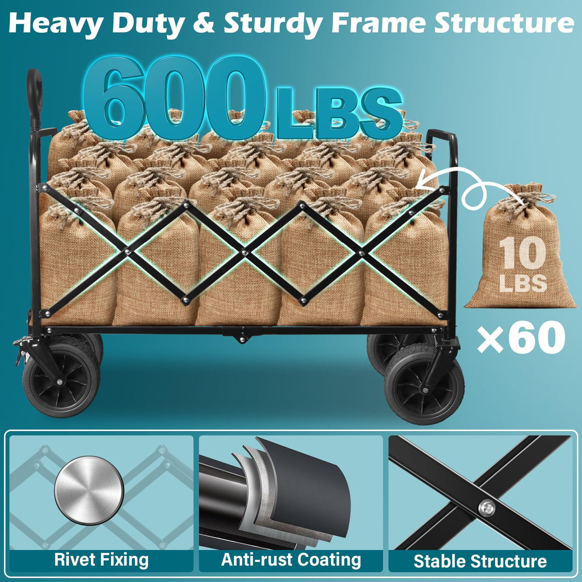Kovryx Beach Wagon uses durable 600D fabric to resist rips.