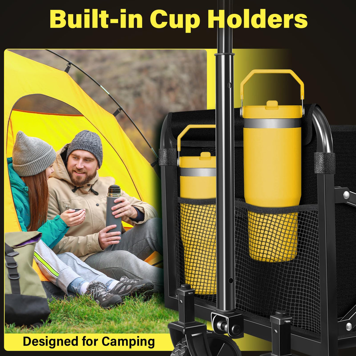 Kovryx Wagons adjustable handle and built-in cup holder.