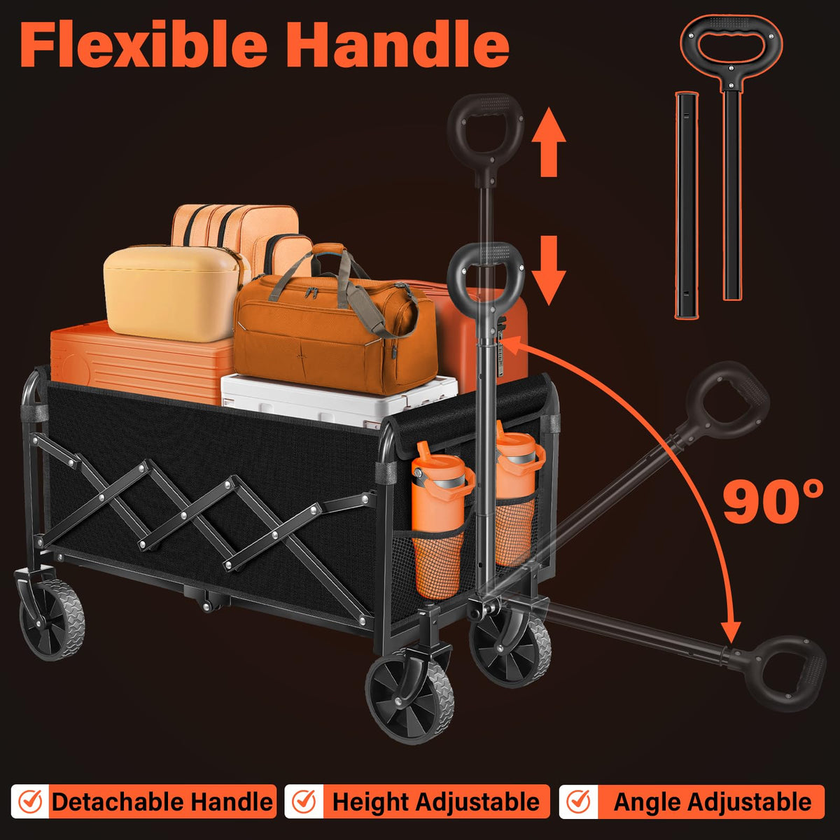 Kovryx adjustable handle with built in cup holder