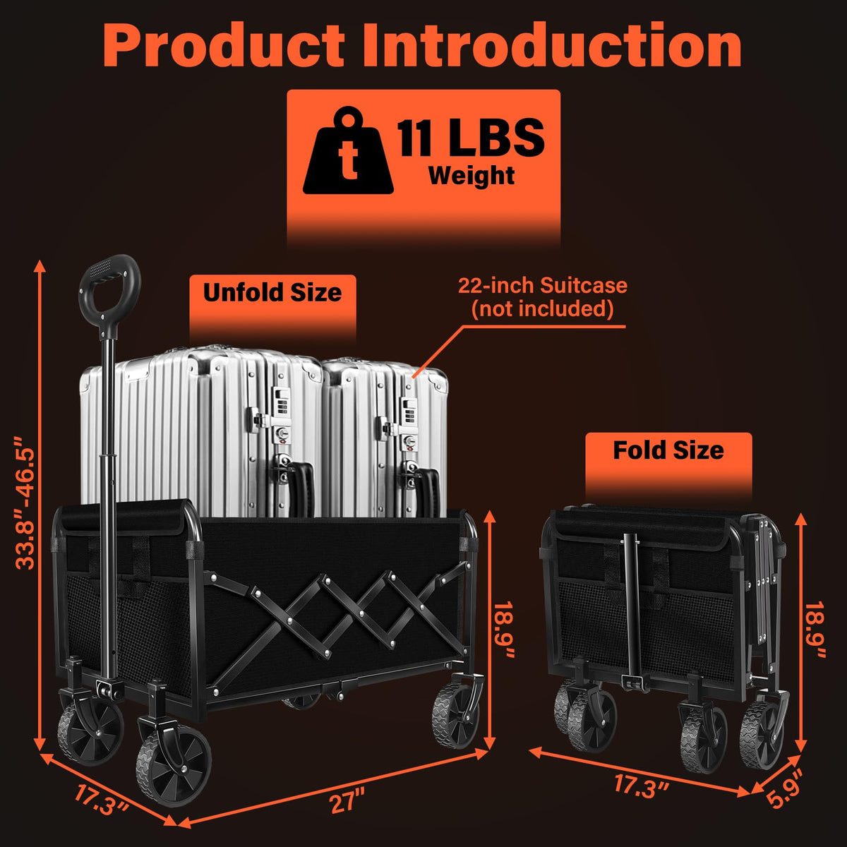 Kovryx foldable wagon folded size view showing compact storage for trunk use