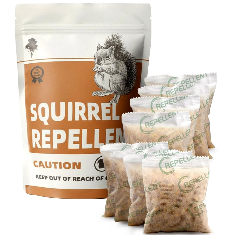 KQCWKH Squirrel Repellent in outdoor garden setting deters animals safely.