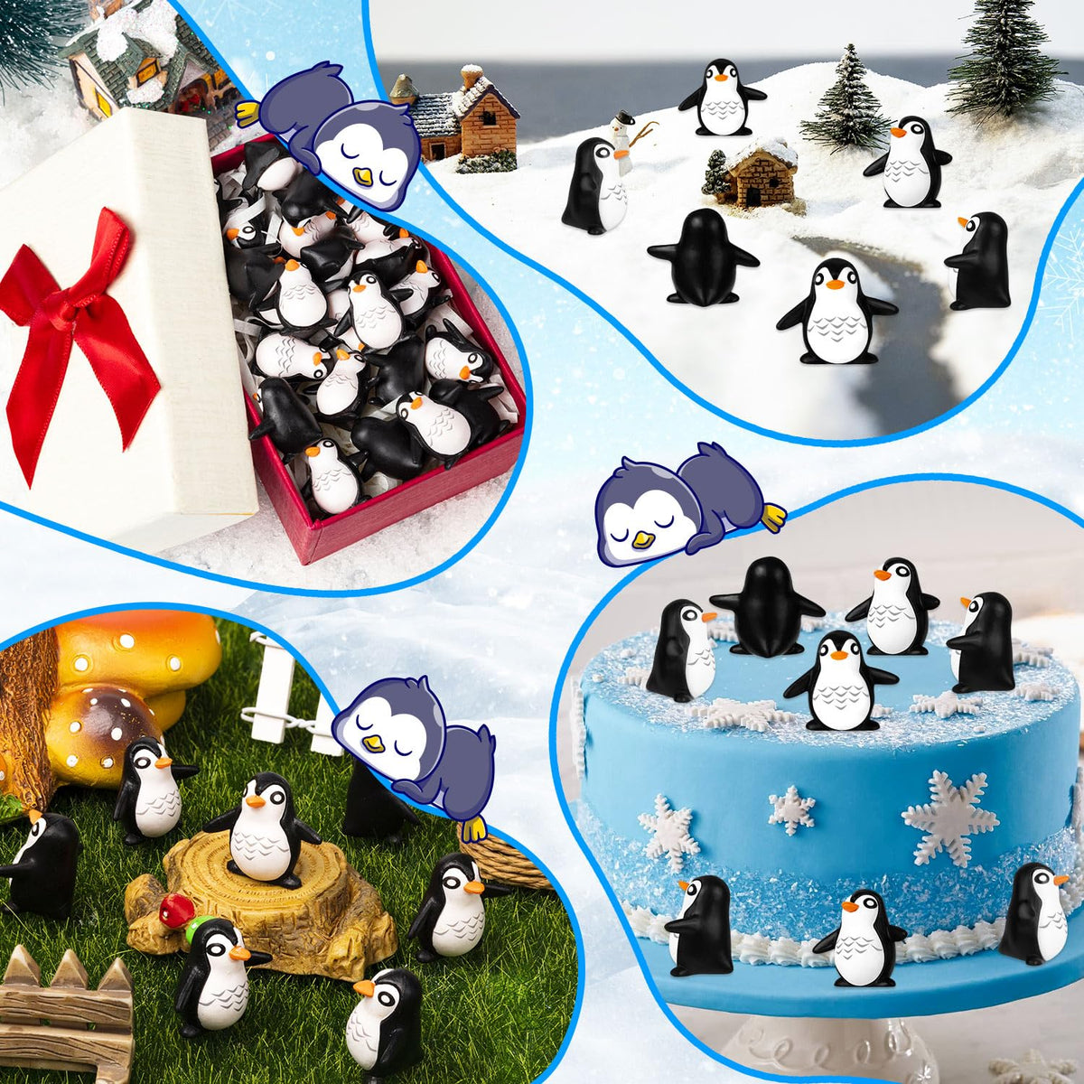 KQYSLXG penguin figures suitable for garden pots and windowsills.