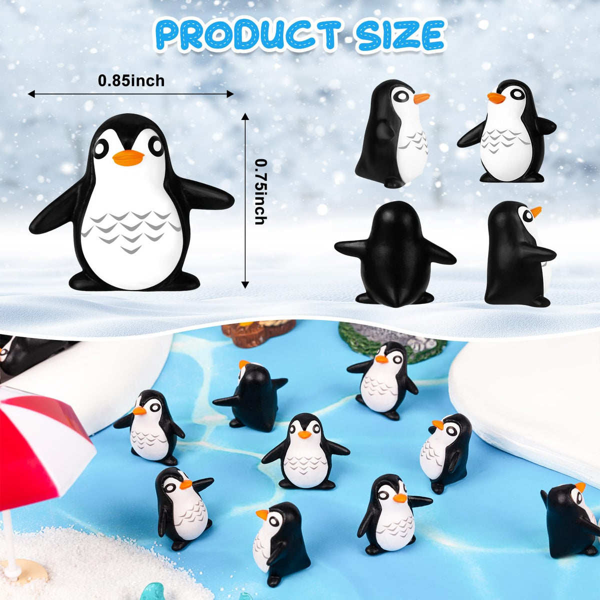 KQYSLXG penguin figurines in varied styles for customizable DIY scenes.